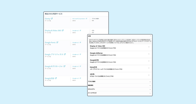 外部サービスの自動検知・分類機能